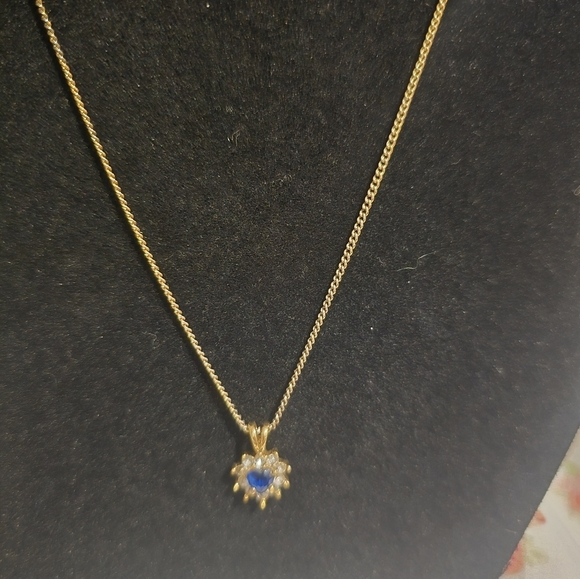 18kgp sapphire heart with diamonds Fashion Necklace - Picture 2 of 10